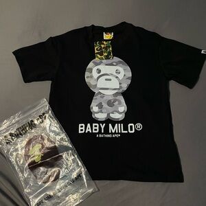 Bape Black Shirt with Gray Camo Baby Milo